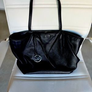 Michael Kors black leather tote bag
